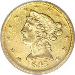 1845-D $5 XF45 PCGS