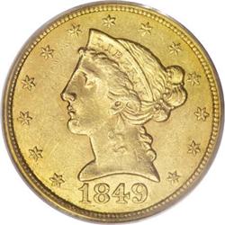 1849-C $5 AU58 PCGS