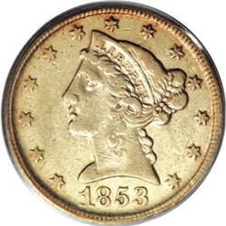 1853-D $5 Large D VF30 PCGS