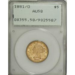 1881/0 $5 AU58 PCGS