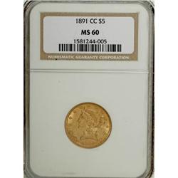1891-CC $5 MS60 NGC