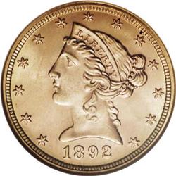 1892 $5 MS65 NGC
