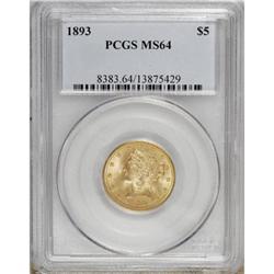 1893 $5 MS64 PCGS