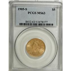 1905-S $5 MS63 PCGS