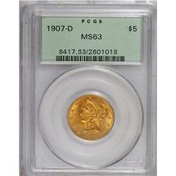 1907-D $5 MS63 PCGS