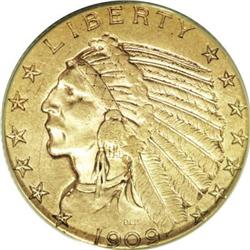 1909-O $5 AU53 ANACS