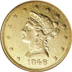 1846 $10 AU50 NGC