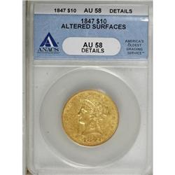 1847 $10 AU58 Details ANACS