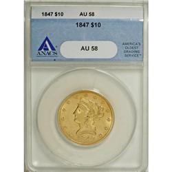 1847 $10 AU58 ANACS