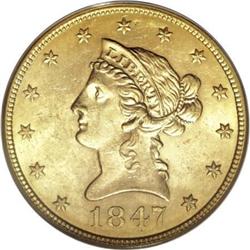 1847 $10 MS62 PCGS