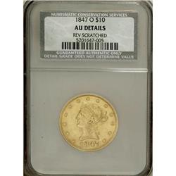 1847-O $10--Reverse Scratched--NCS. AU Details