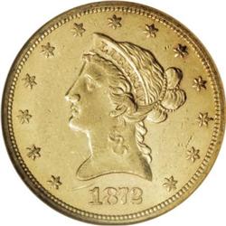 1872-S $10 AU58 NGC