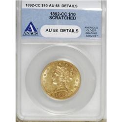 1892-CC $10 AU58 Details ANACS