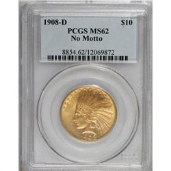 1908-D $10 No Motto MS62 PCGS