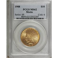 1908 $10 Motto MS62 PCGS