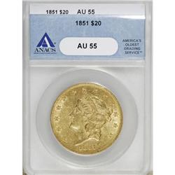 1851 $20 AU55 ANACS