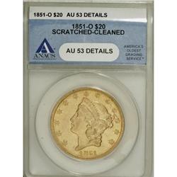 1851-O $20 AU53 Details ANACS
