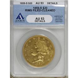 1859-S $20 AU53 ANACS