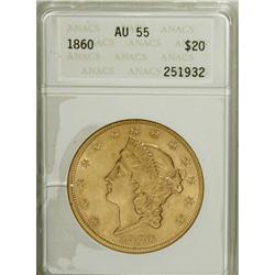 1860 $20 AU55 ANACS