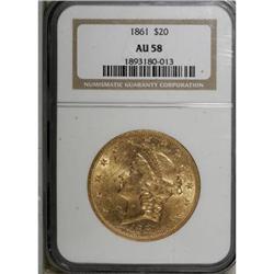 1861 $20 AU58 NGC