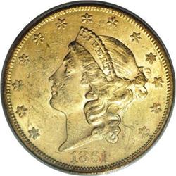 1861-S $20 AU55 PCGS