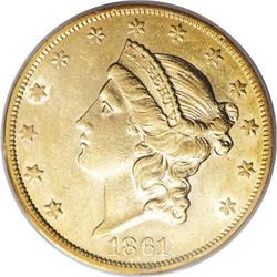 1861-S $20 AU58 PCGS