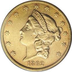 1862-S $20 AU53 PCGS