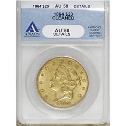 1864 $20 AU58 Details ANACS