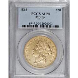 1866 $20 AU50 PCGS