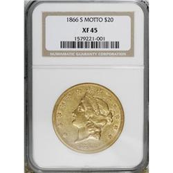1866-S $20 Motto XF45 NGC