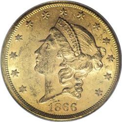 1866-S $20 Motto AU58 PCGS