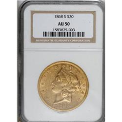 1868-S $20 AU50 NGC