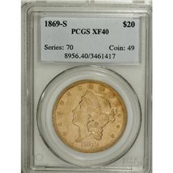 1869-S $20 XF40 PCGS