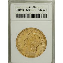 1869-S $20 AU50 ANACS