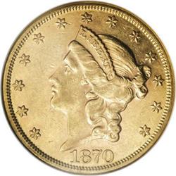 1870 $20 AU55 NGC