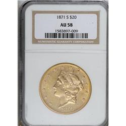 1871-S $20 AU58 NGC
