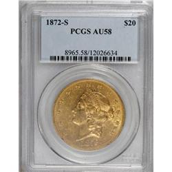 1872-S $20 AU58 PCGS
