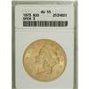 Image 1 : 1873 $20 Open 3 AU55 ANACS