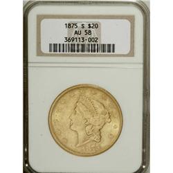 1875-S $20 AU58 NGC