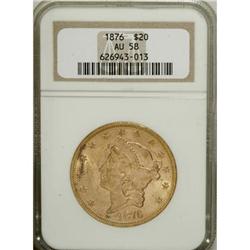 1876 $20 AU58 NGC