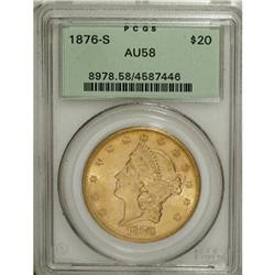 1876-S $20 AU58 PCGS
