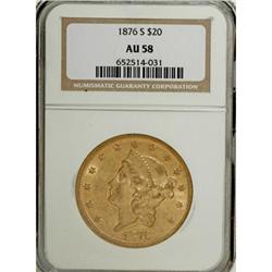 1876-S $20 AU58 NGC