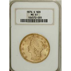 1876-S $20 MS61 NGC