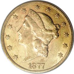 1877-CC $20 AU55 PCGS