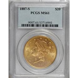 1887-S $20 MS61 PCGS