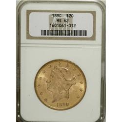 1890 $20 MS62 NGC