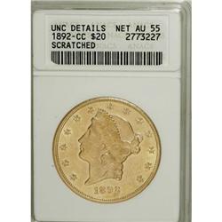 1892-CC $20 AU55 Details ANACS