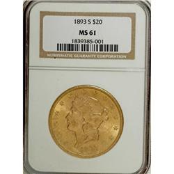 1893-S $20 MS61 NGC