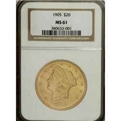 1905 $20 MS61 NGC