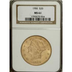 1906 $20 MS61 NGC